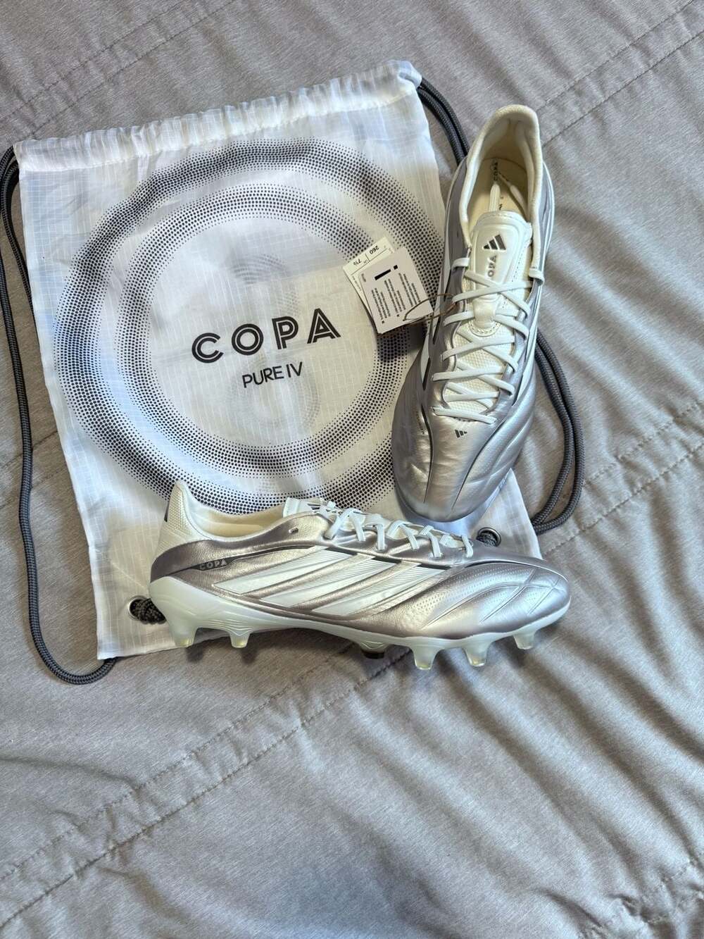 Adidas Copa Pure IV Elite FG Silver Metallic/White Size Men's 8 JS4243